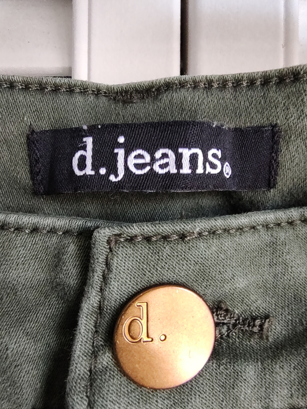 d. jeans Olive-Green Skinny Jeans with Brass Button - Picture 3 of 4